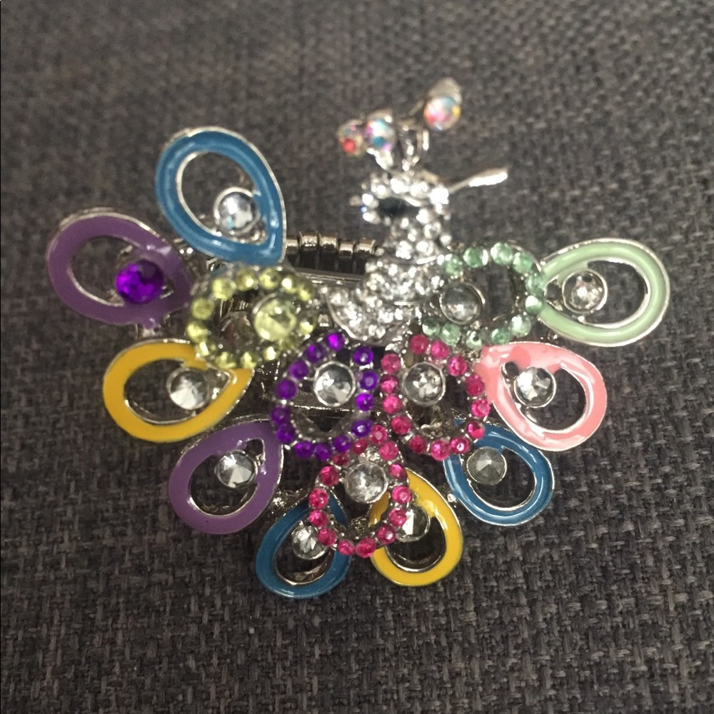 Rhinestone peacock ring